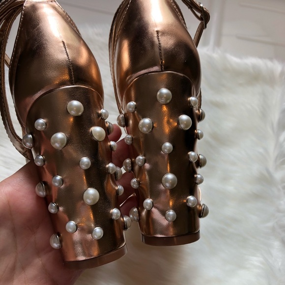NWOT STEVE MADDEN Madiera Rose Gold Block Heels 10 - Picture 6 of 8